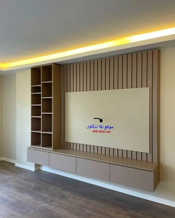 ديكورات خشب للتلفزيون المعلق 2024